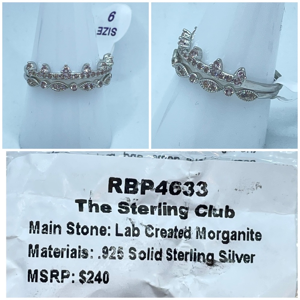 Ring size 9 - Morganite on .925 Sterling Silver